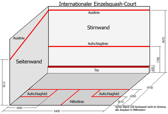 Squash Court - das Spielfeld im Squash