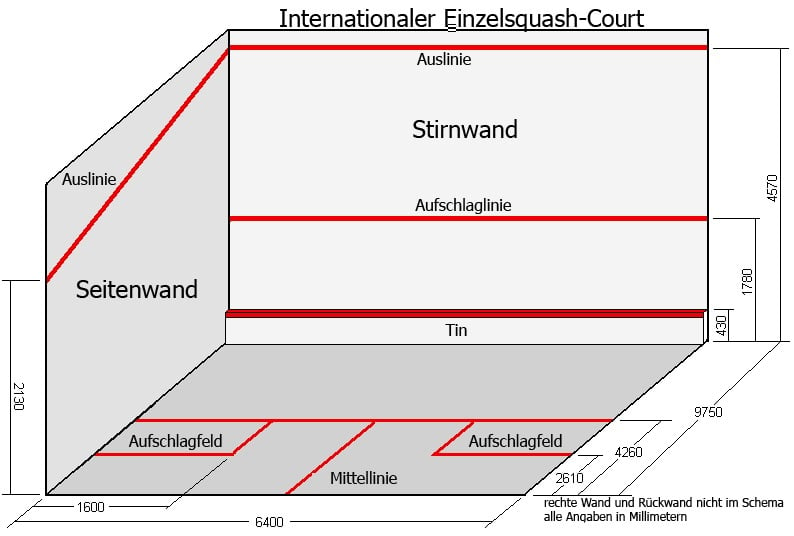 Squash Regeln: das Spielfeld