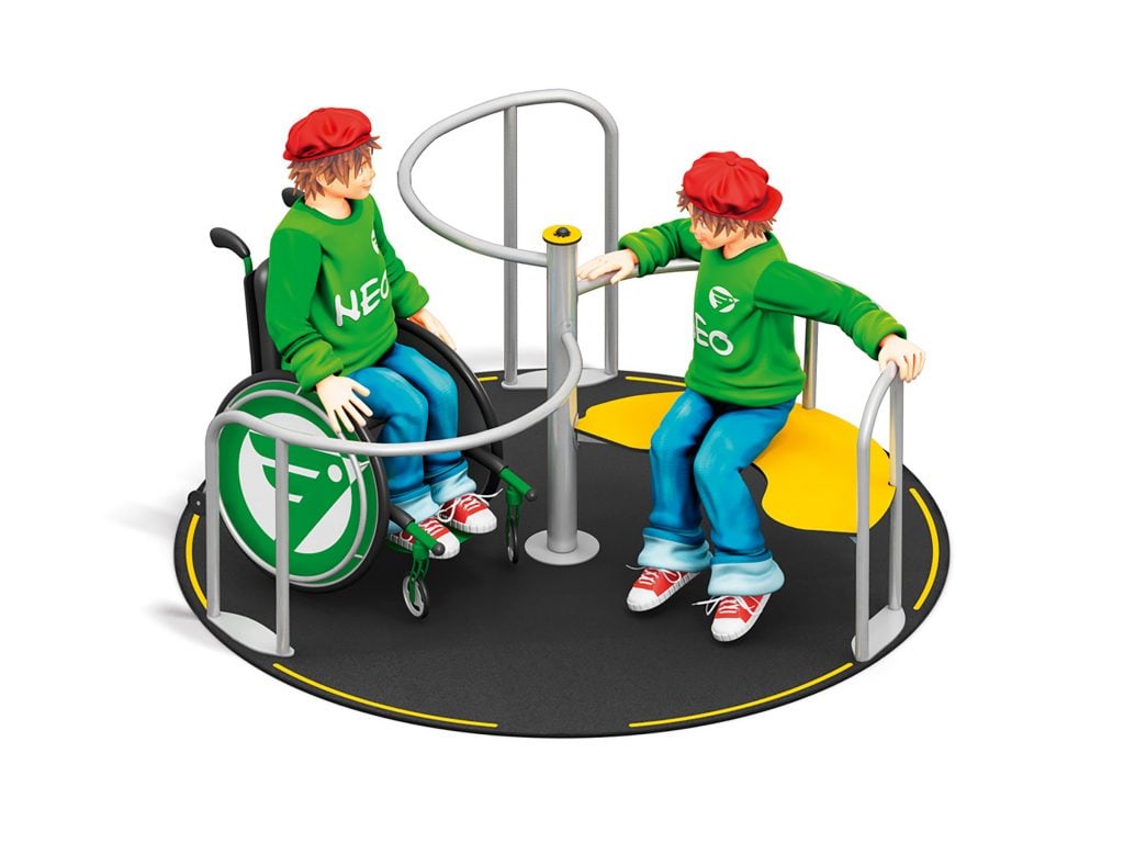 Spielplatzgerät Inklusion Rollstuhl