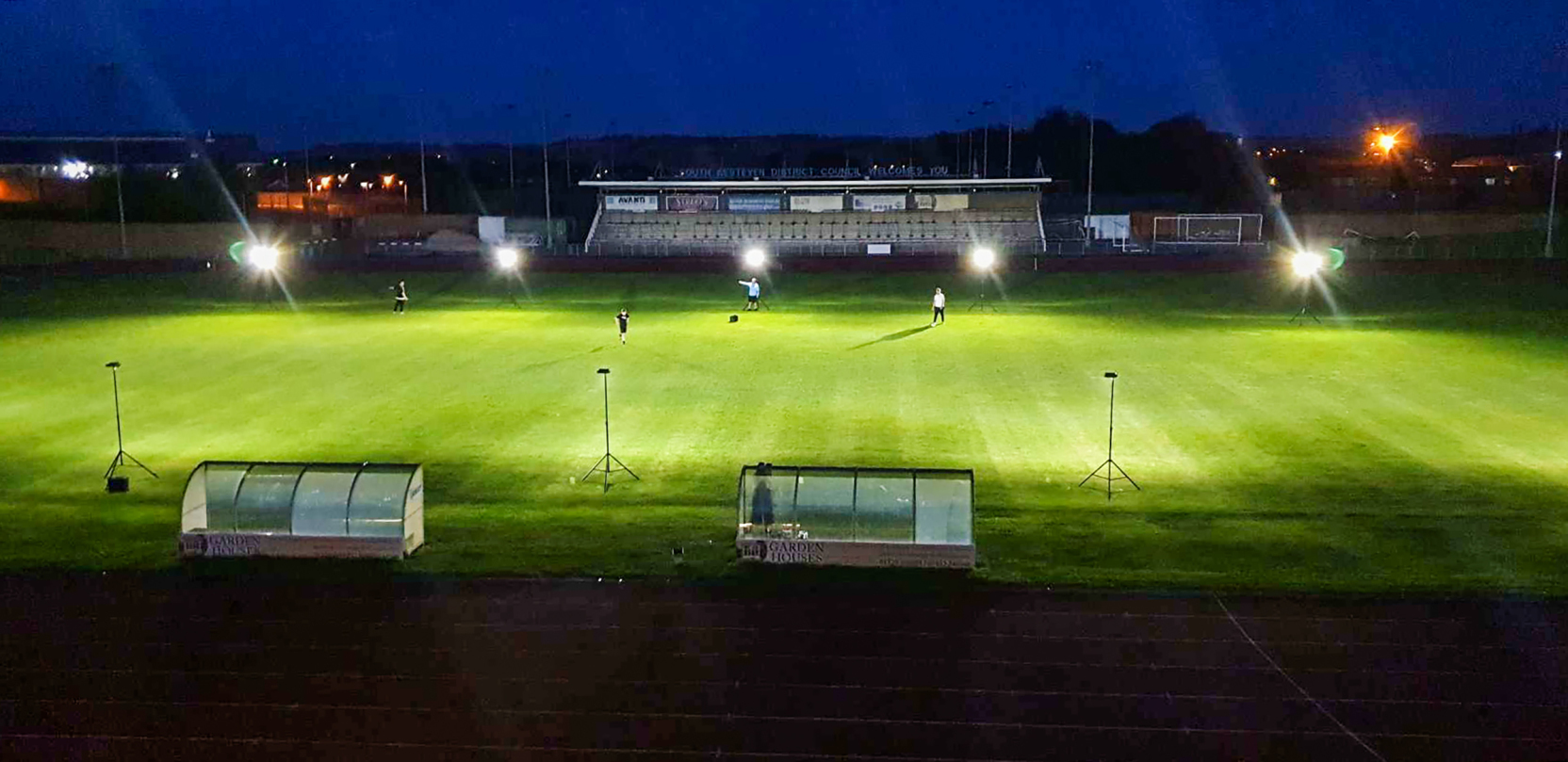 Ritelite Lichtsysteme im Einsatz auf einem Fußballplatz
