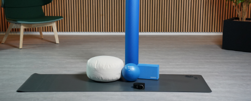 AIREX Zubehör online kaufen bei Kübler Sport Fitness-Training auf einer AIREX Turnmatte im modernen Studio mit Zubehör