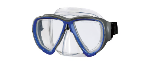 Taucherbrille von beco f&uuml;r den Wassersport vor blauem Wasser