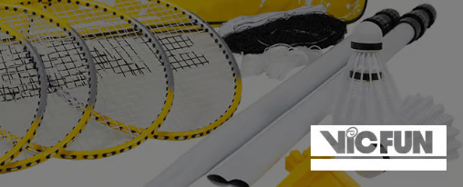 Freizeitspiel- und Badminton-Ausr&uuml;stung von VICFUN f&uuml;r Kinder und Erwachsene im Einsatz