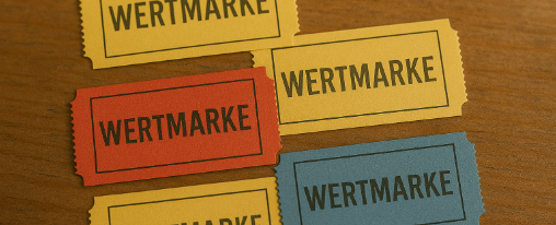 Wertmarken für den Vereinsbedarf online kaufen im Kübler Sport Onlineshop Abbildung von verschiedenen Wertmarken für Vereinsfeste, Essens- und Getränkemarken im Einsatz bei einer Vereinsveranstaltung