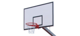 Basketballbretter kaufen Weißes Basketballbrett mit einem roten Basketballring und weißem Netz