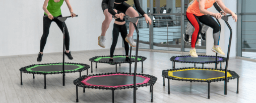 Trampolin mit Stange online kaufen bei Kübler Sport Fitness-Trampolin mit Haltegriff für effektives Training und Balance-Übungen