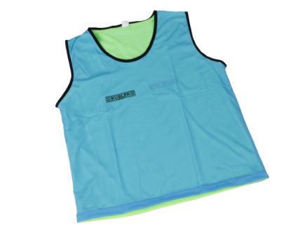 Markierhemd welches gewendet werden kann und dementsprechend entweder blau oder gelb ist, mit einem Kübler Sport Logo an der Brust