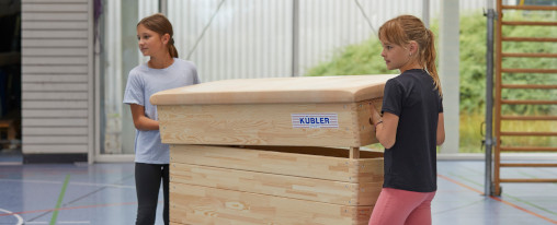 Kinder bauen einen Sprungkasten ab