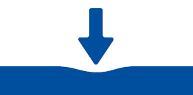Icon mit blauem Pfeil und Matte zur Visualisierung der geringe Einsinktiefe bei Matten