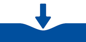 Icon mit blauem Pfeil und Matte zur Visualisierung der mittleren Einsinktiefe bei Matten