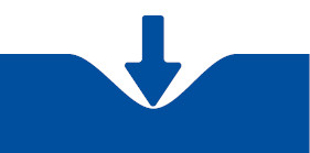 Icon mit blauem Pfeil und Matte zur Visualisierung der größten Einsinktiefe bei Matten