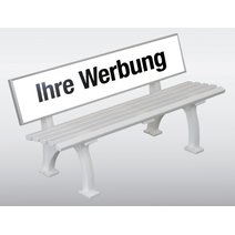 Werbebank Freiburg mit bedruckbarer GFK Lehne