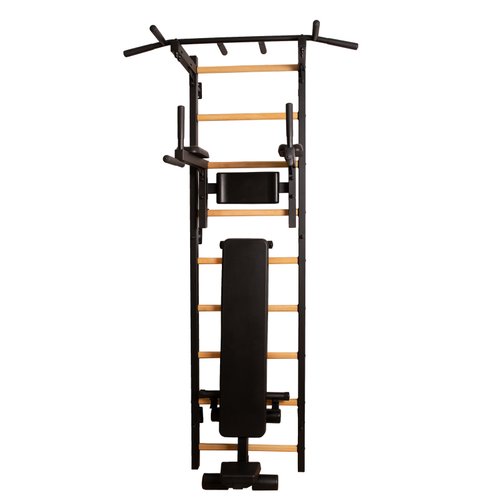BenchK® Sprossenwand 723 mit Klimmzugstange, Dip-Bügel & Trainingsbank