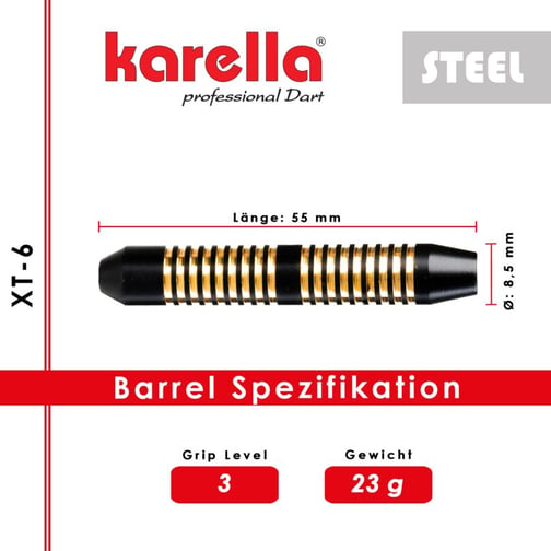Karella® Steeldarts XT-6 23 g, 3er-Set