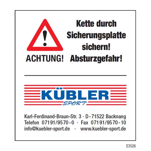 Aufkleber - Kette durch Sicherungsplatte sichern