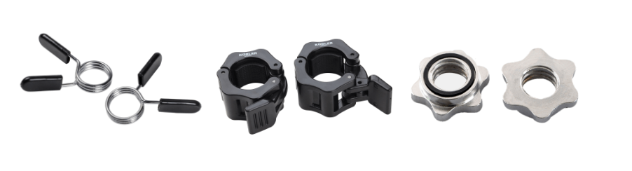 Verschiedene Hantelverschlüsse für sicheres und effektives Hanteltraining im Fitnessbereich