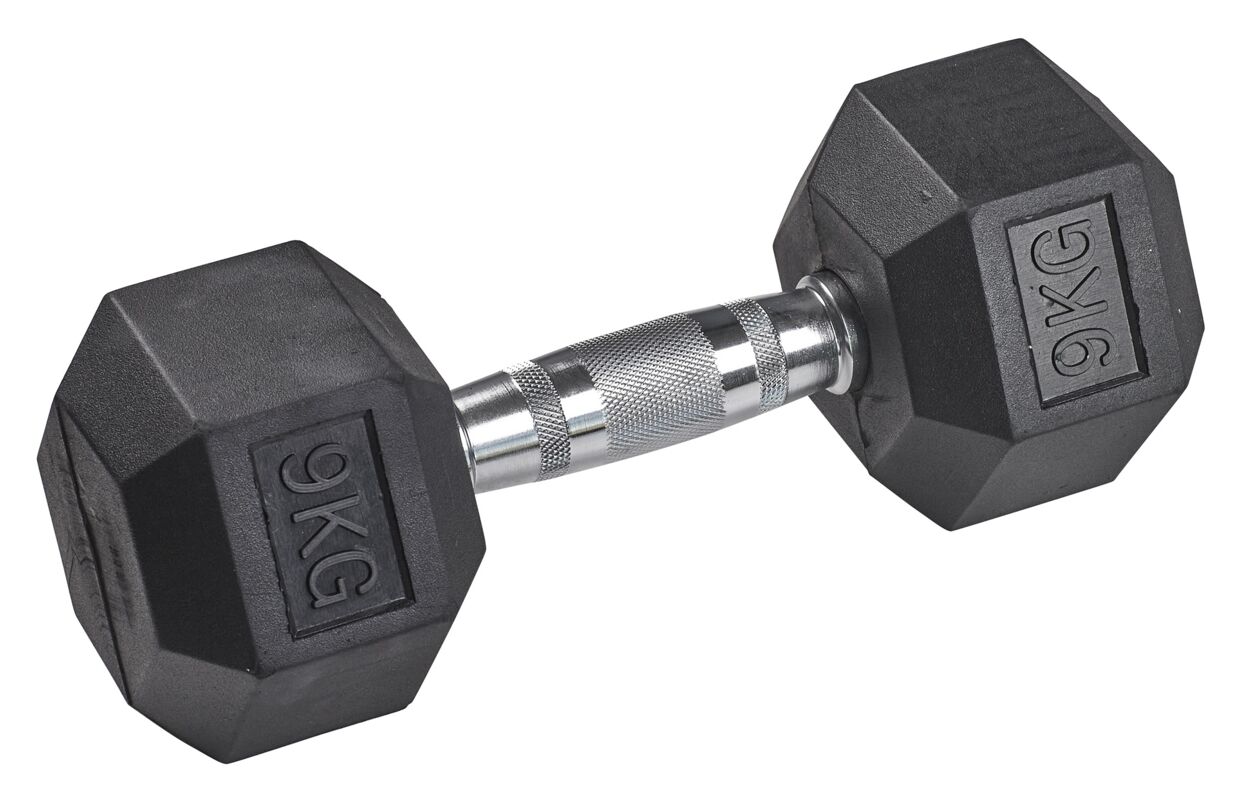 tanga sports Gummi-Kurzhantel HEX, 9 kg