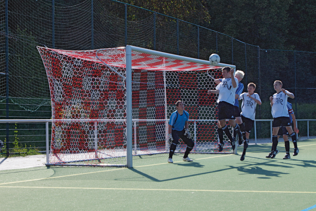 Fußballtornetz zweifarbig, Weiß, Rot, 200 / 200 cm, Schachbrett