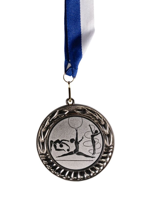 Kübler Sport Medaille SPORTSGEIST mit Medaillenband, Silber, blau / weiß, Platzierung