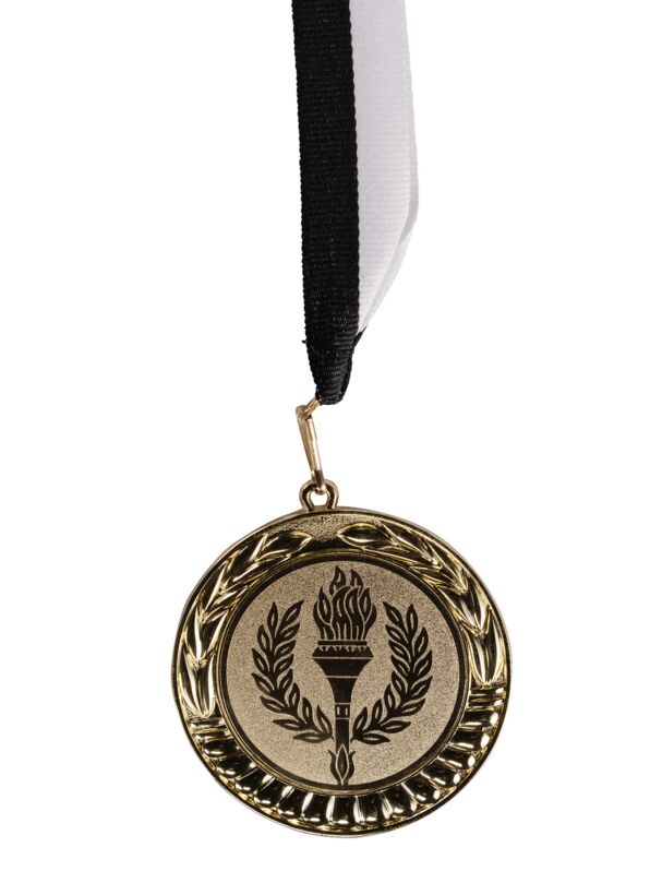 Kübler Sport Medaille SPORTSGEIST mit Medaillenband, Gold, schwarz / weiß, Turnen männlich