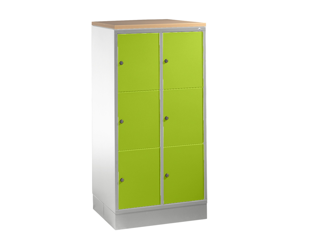C+P Schließfachschrank Intro, 6 Abteile, Grau, Grün