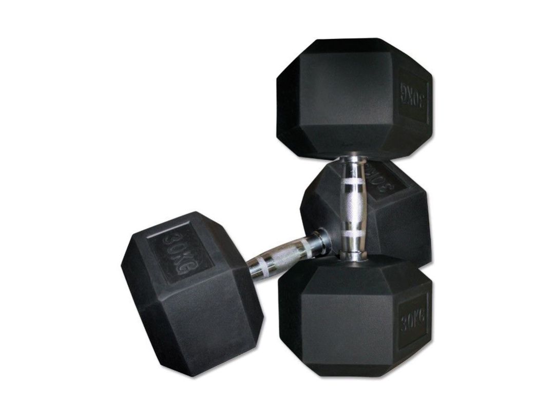 tanga sports Hantelsatz Hex, gummiert, 2 x 42,5 - 50 kg