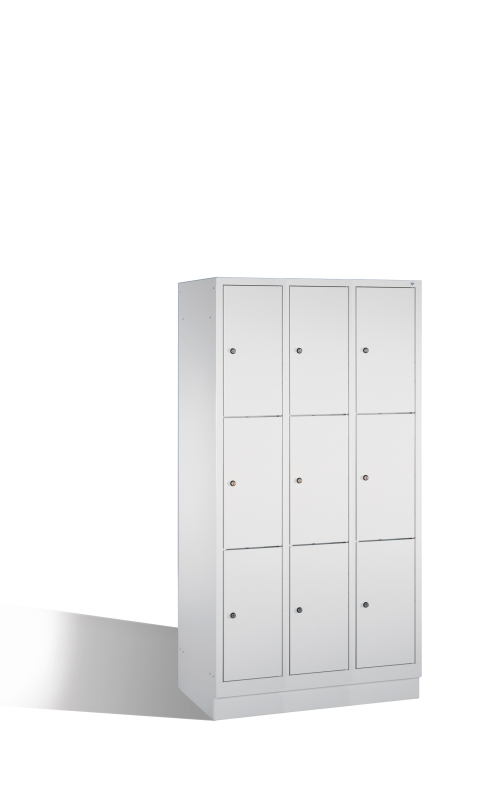 C+P Fächerschrank EVOLO mit 3 Fächern übereinander, 9 Abteile, Grau, Grau, Stahltüren, 90 cm