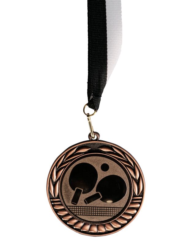 Kübler Sport Medaille SPORTSGEIST mit Medaillenband, Bronze, schwarz / weiß, Leichtathletik