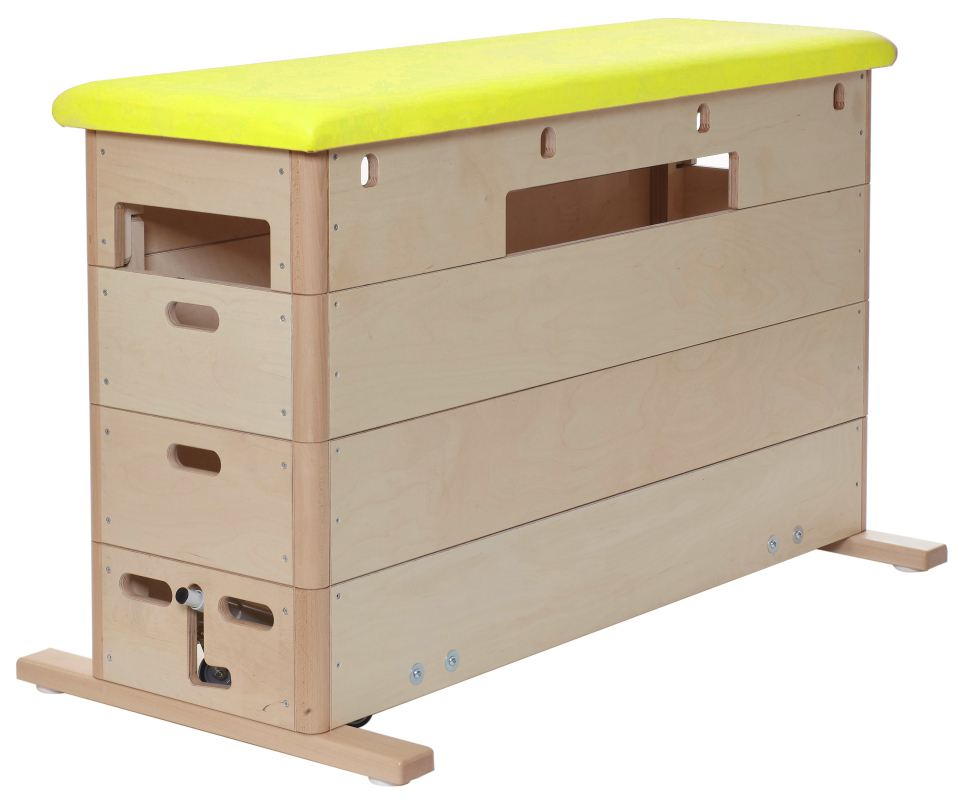 Kübler Sport Sprungkasten BASIC 4-teilig, Kunstleder, Gelb, mit Fahreinrichtung, mit Aussparung