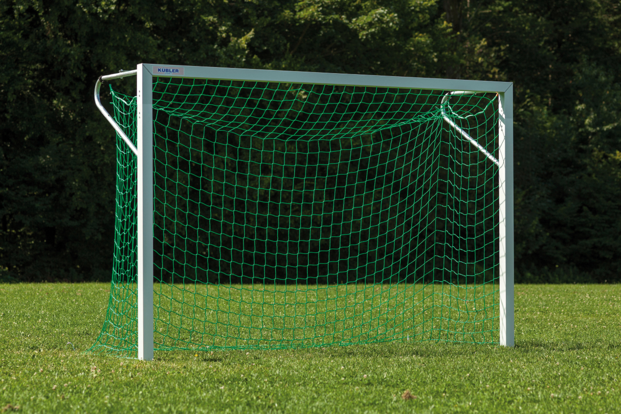 Kübler Sport Kleinfeldtor, 3 x 2 m, Aluminium Natur, P-Netzbügel, Bodenhülsen