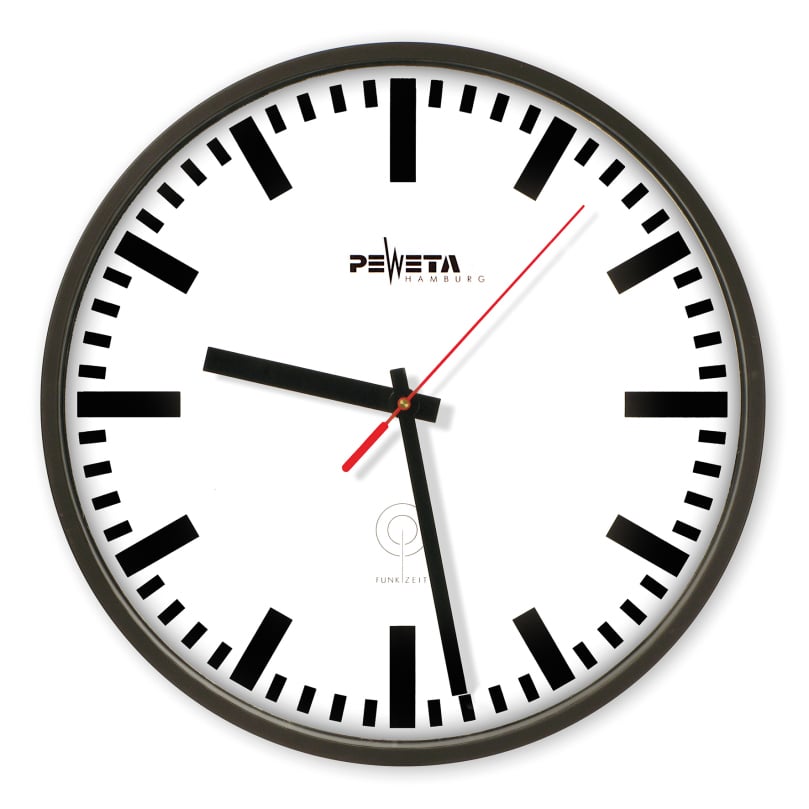 Peweta Funkwanduhr DCF77, Schwarz, Balken