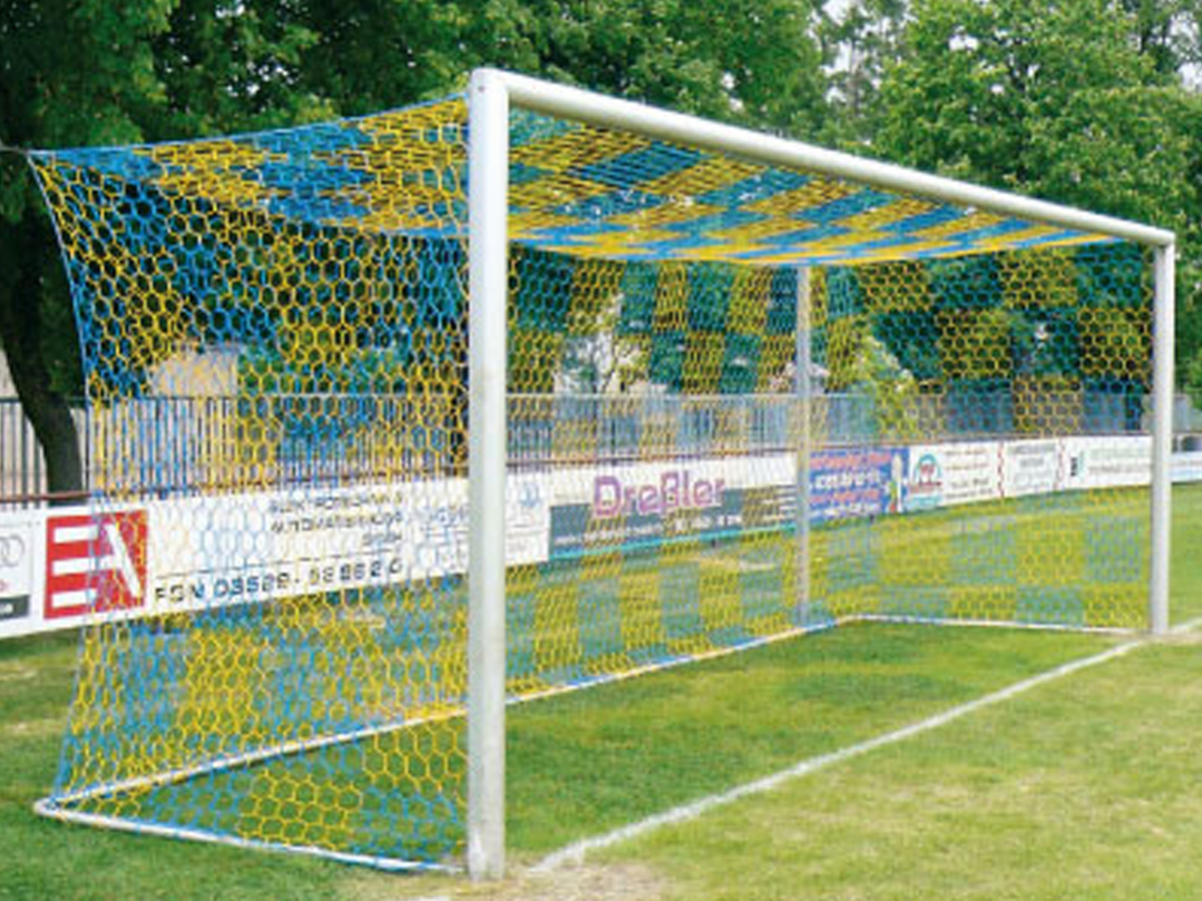 Fußballtornetz zweifarbig, Schwarz, Gelb, 200 / 200 cm, Schachbrett