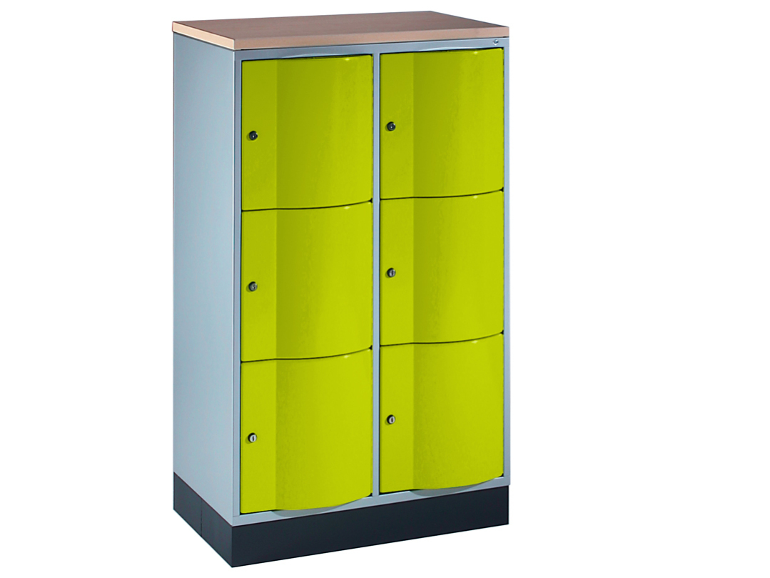 C+P Schließfachschrank RESISTO, 6 Abteile, Grau, Grün