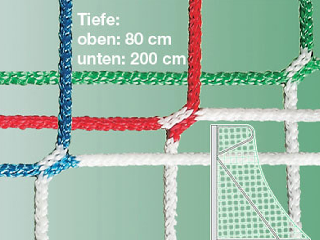 Fußballtornetz zweifarbig, Weiß, Rot, 80 / 200 cm, Diagonalstreifen