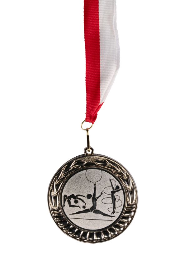 Kübler Sport Medaille SPORTSGEIST mit Medaillenband, Silber, rot / weiß, Platzierung