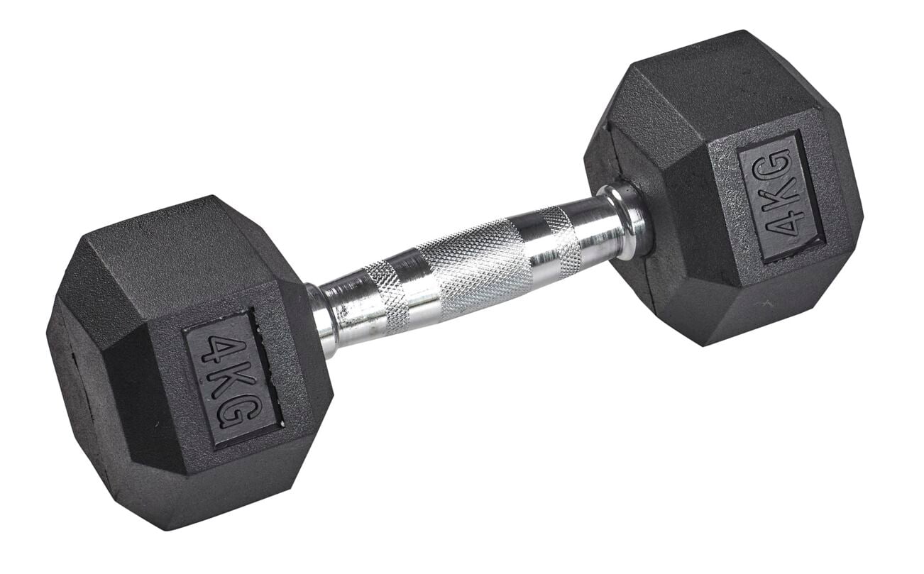 tanga sports Gummi-Kurzhantel HEX, 4 kg