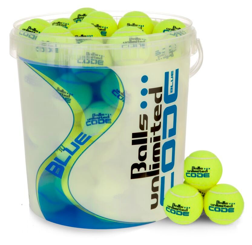 Balls Unlimited Tennisball-Set 60 Bälle, CODE BLUE, mit Eimer