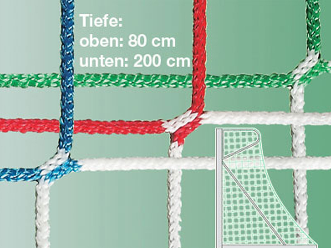 Fußballtornetz zweifarbig, Weiß, Blau, 80 / 200 cm, Diagonalstreifen