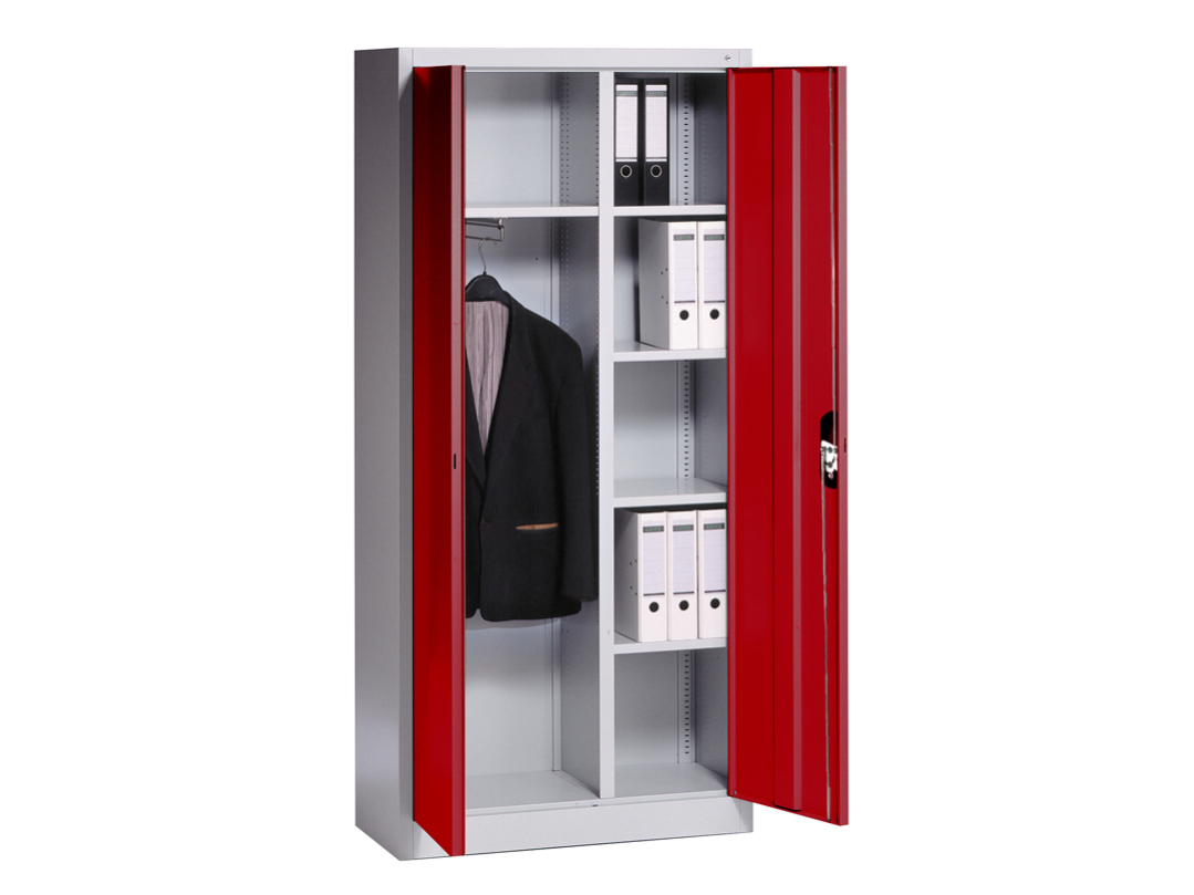 C+P Flügeltürenschrank für Lehrerzimmer, Rot