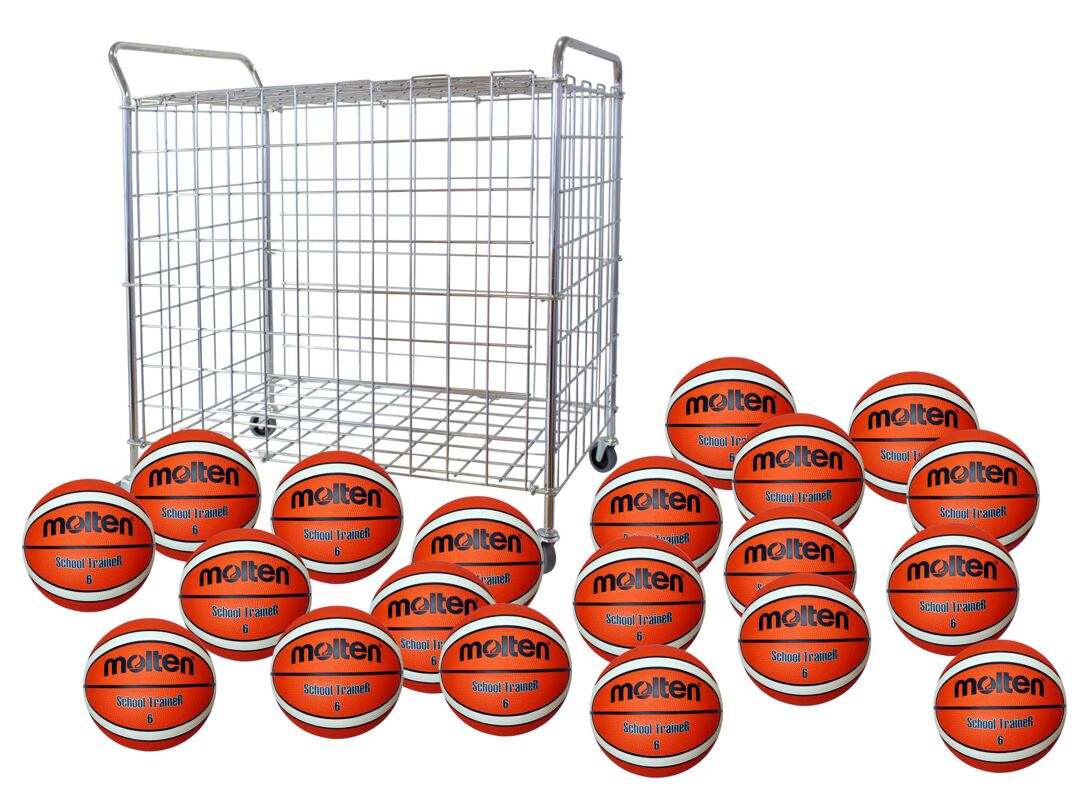 Molten 20er Schul-Set Basketball Trainer, Gr. 6, mit Ballwagen