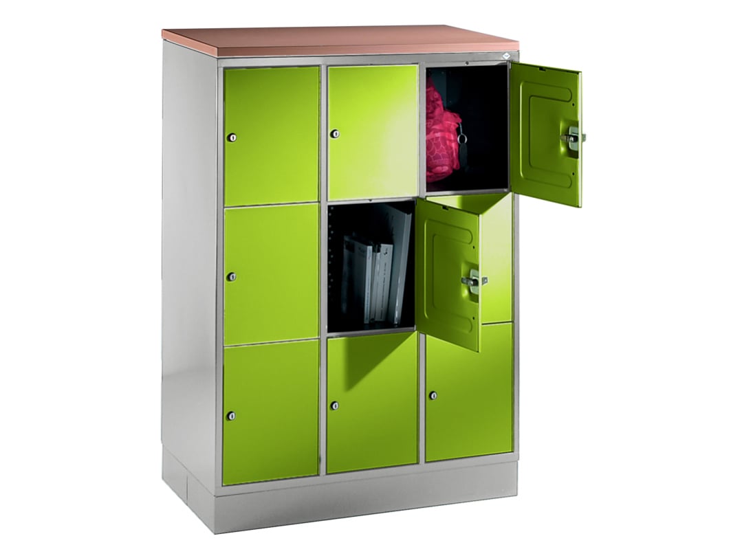 C+P Schließfachschrank Intro, 9 Abteile, Grau, Grün