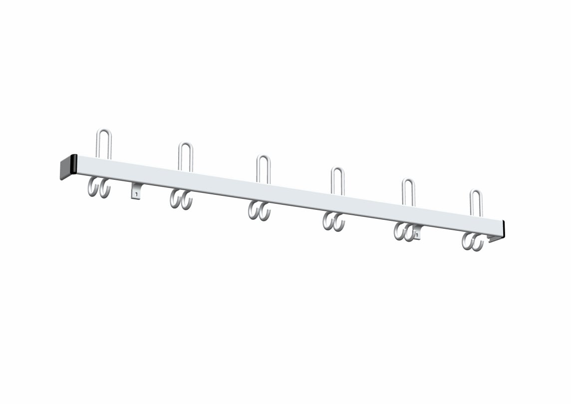 rontec Sicherheits-Wandgarderobe FLACH 55 S, 90° Abschluss zur Wand, dreifach (Aluminium)