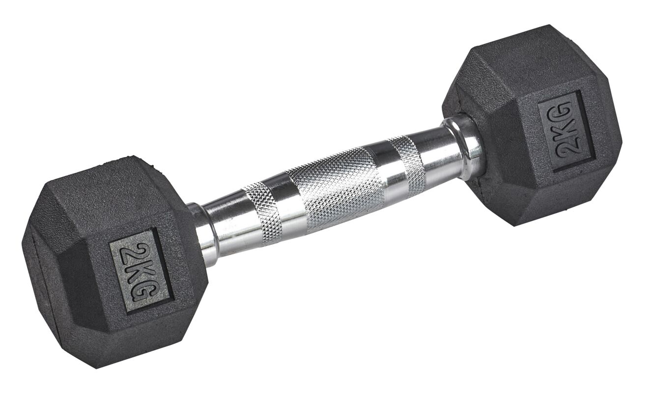 tanga sports Gummi-Kurzhantel HEX, 2 kg