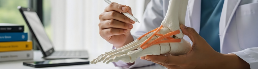 Detailgetreues anatomisches Modell eines Fußes für den Therapiebedarf 