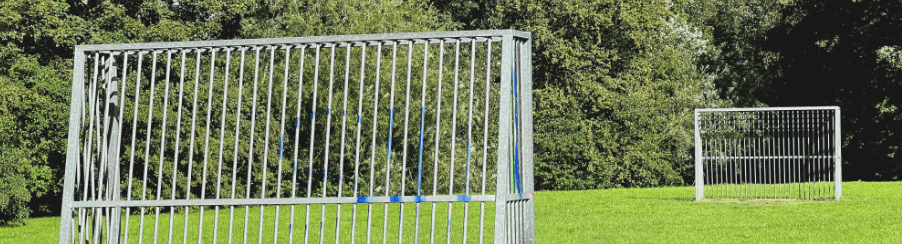 Robustes Bolzplatztor für Sportplätze und Teamsport auf einem Fußballfeld