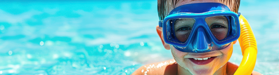 Moderne Tauchmaske für den Wassersport liegt auf einem weißen Hintergrund